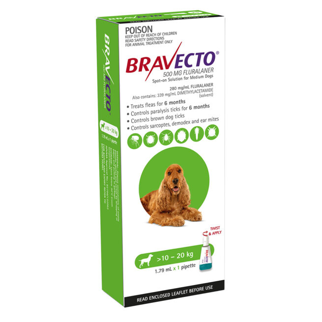 Bravecto Green Spot-On for Medium Dogs - Single