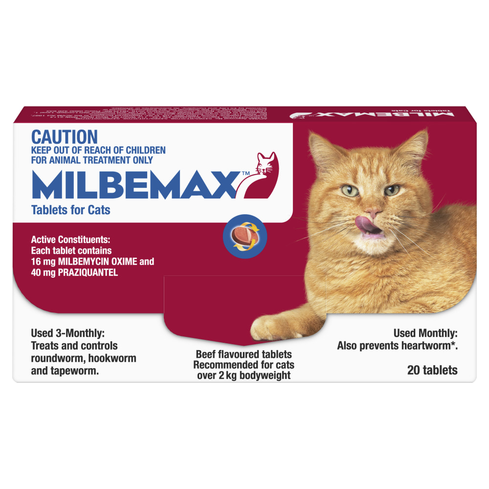Buy Milbemax Allwormer Tablets For Cats (2-8kg) 20 Pack