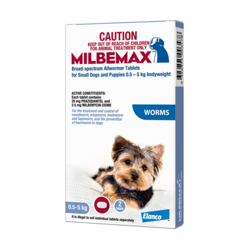Milbemax Allwormer Tablets for Small Dogs & Puppies (0.5-5kg) - 2 Pack